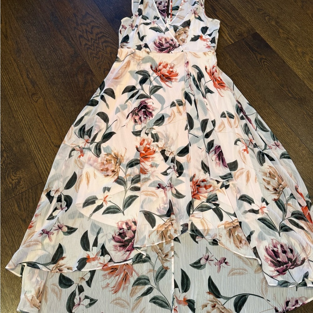 Calvin Klein Floral Dress with Pink and Black Accents